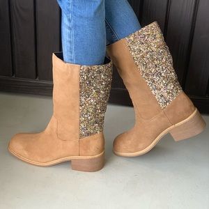 Embellished Genuine Suede Tall Western Boots